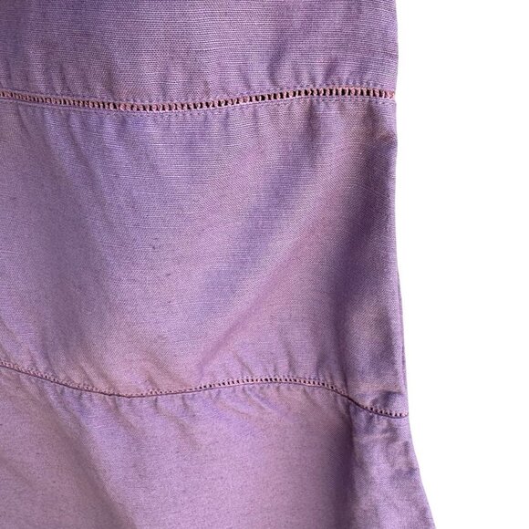 Azieno Vintage Womens Sleeveless Purple Linen Tiered Hem Side Slit Maxi Dress M - Picture 4 of 8
